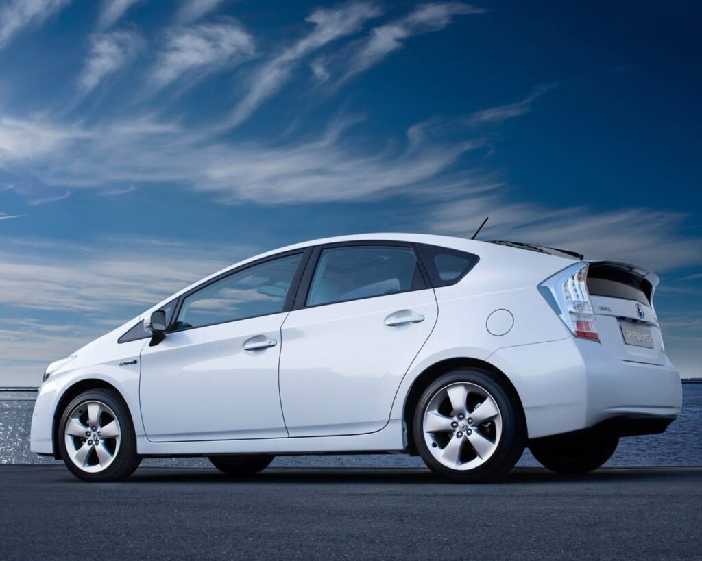 Toyota prius white rental car in LA