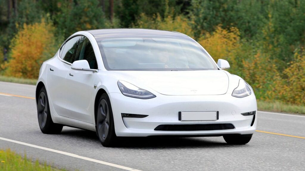 White Tesla Model 3 Electric Car