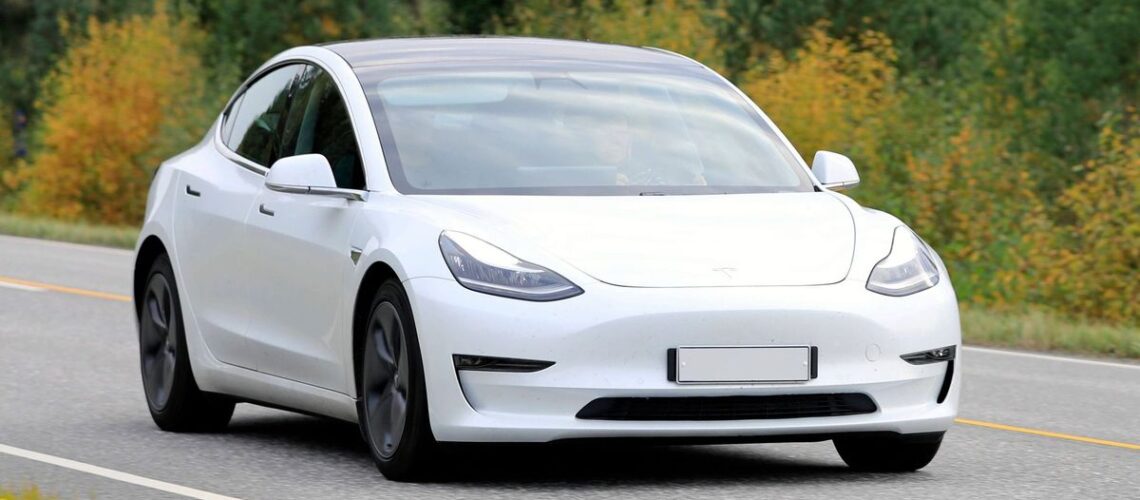 White Tesla Model 3 Electric Car