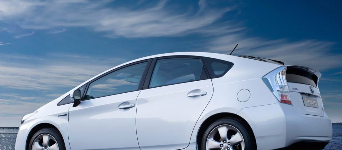 Toyota prius white rental car in LA